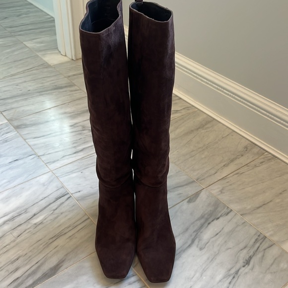 J McLaughlin rich chocolate brown suede tall boots. Size 10. - Picture 6 of 8